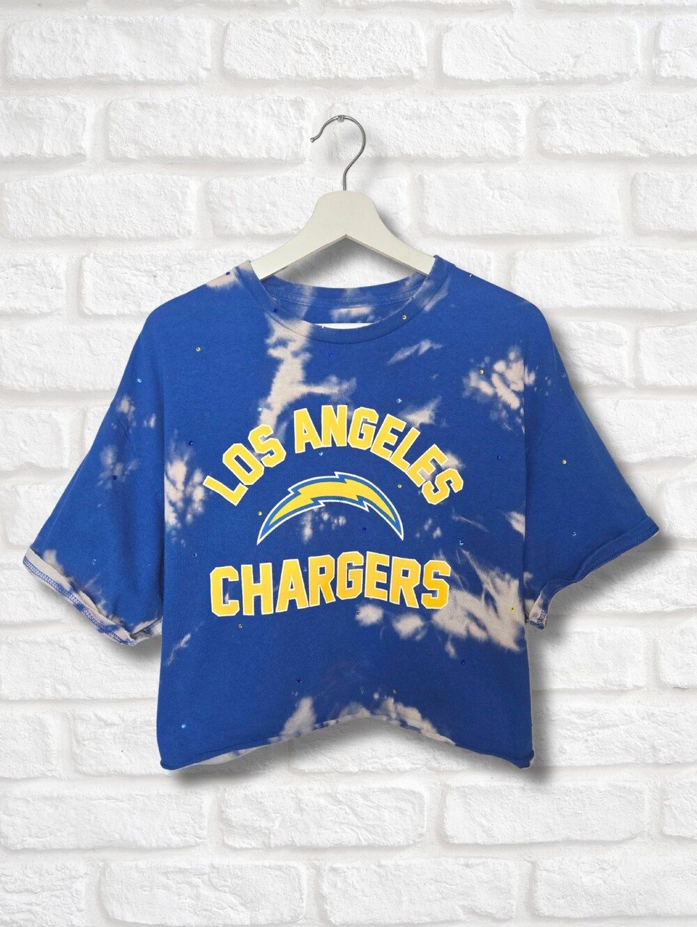 Los Angeles Chargers Crop Top W/Rhinestones